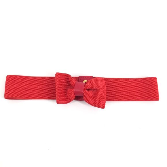 Vintage 1980s Knot Bow Upper Waist Belt Size Extra Small Solid Bright Red XS main image 8